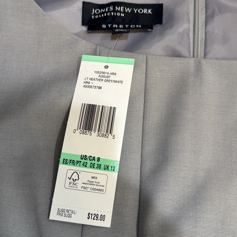 Jones New York gray sleeveless boat neck pleated dress